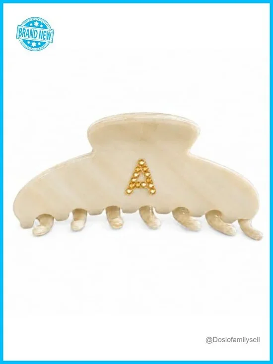 Large Acetate Claw Hair Clip Initial A Rhinestone Strong Grip