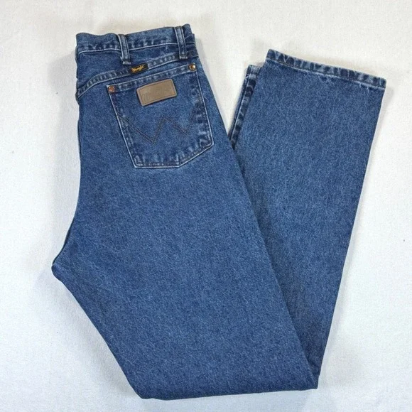 Wrangler 1013MWZGK Mens Blue Straight Leg Jeans 100% Cotton 38x36 Medium Wash