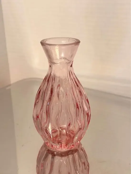 Pink Wavy Glass bud Vase