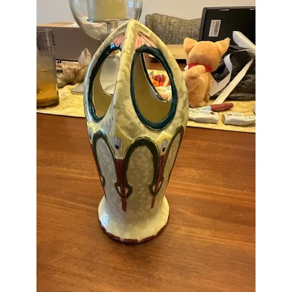 Vintage Ditmar Urbach Art Deco Pottery Vase Czech‎ Alienware D 103/55 8 Inch EUC