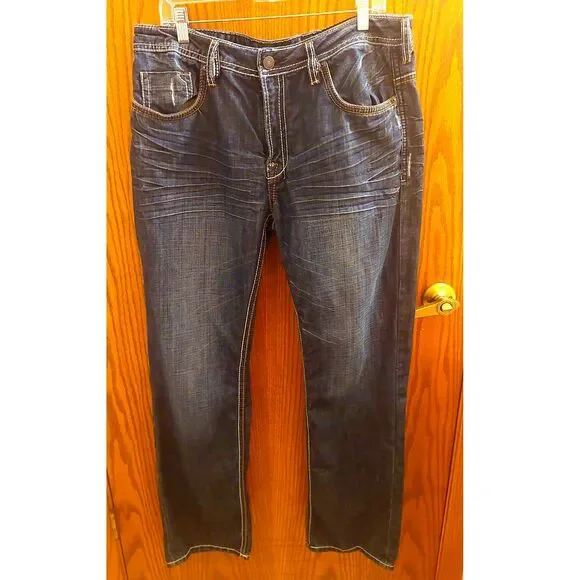Buffalo David Bitton Live Free Jeans Mens 36x32 Driven Basic Straight Dark Wash