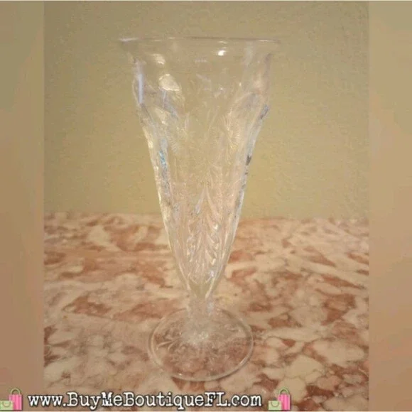 VINTAGE: Etched Cut Glass Bud Vase Antique