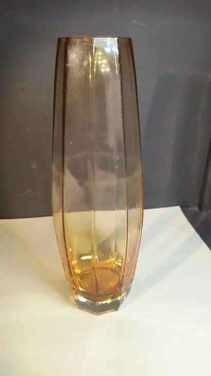 1061.  Amber Glass Vase MCM  in Empoli or Bohemian Style