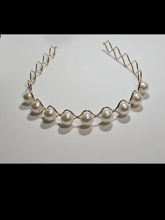 Gold Faux Pearl Wave Headband
