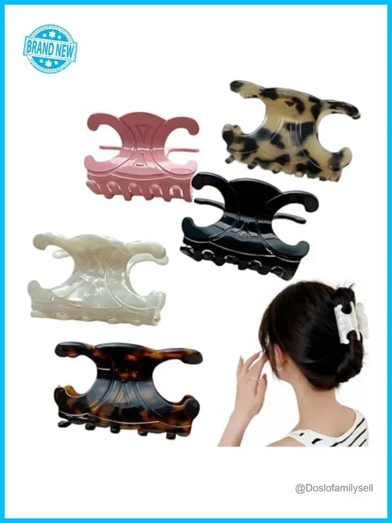 5 Pack Premium Acetate Butterfly Hair Claw Clips Medium Size Strong Hold