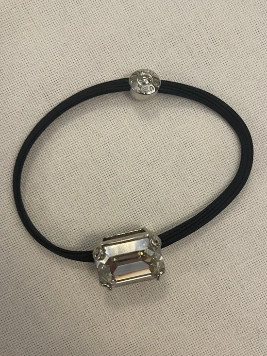 henri bendel Black Elastic Hair Tie with Clear Crystal Accent NEO