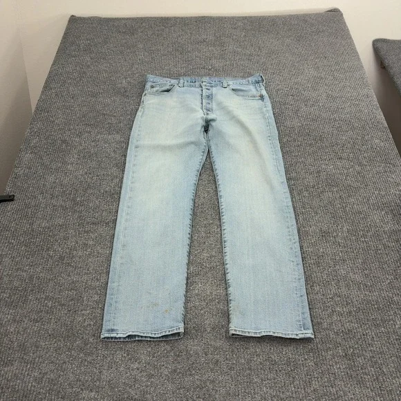 Levis 501 Jeans Mens 34x30 Blue Cotton Polyester Stretch Straight Leg Casual