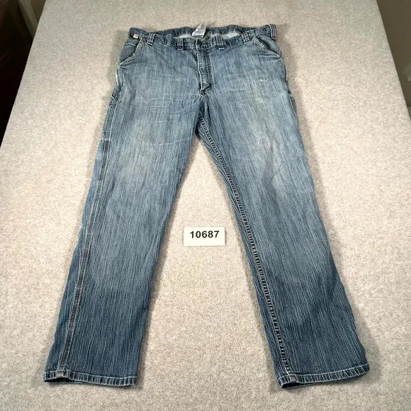 Carhartt FR Jeans Mens 44x34 Blue Denim Relaxed Fit Flame Resistant Medium Wash