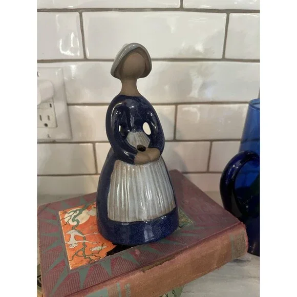 Swedish JIE Gantofta Pottery Flower Girl Figural Bud Vase Vintage 7 1/2