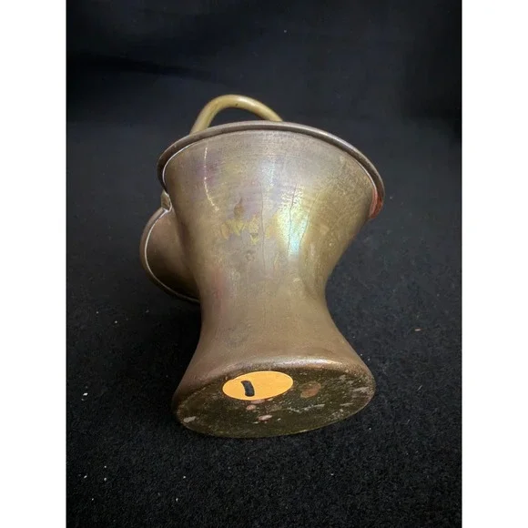 Vintage Solid Brass Flower Basket‎ Vase Mid-Century Modern Decorative MCM Handle