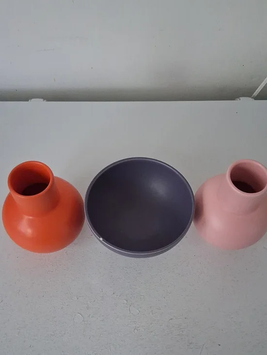Moma Ceramic Accent Trio in Orange, Pink & Purple