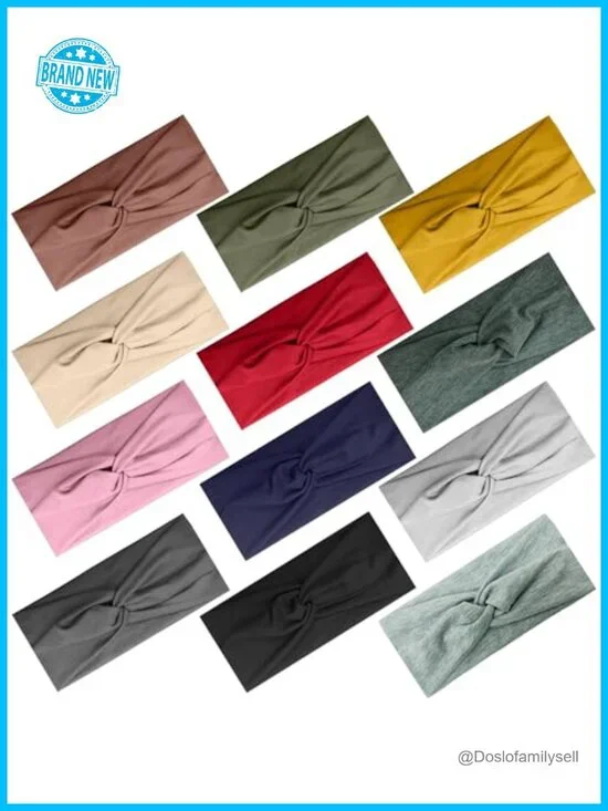 12 Pcs Wide Stretchy Headbands Knot Headband Set Workout Yoga Hair Accessories
