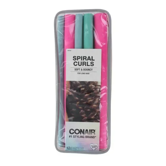 CONAIR SPIRAL ROLLERS | FLEXIBLE CURLERS FOR LONG HAIR & NO-HEAT WAVES 12 COUNT