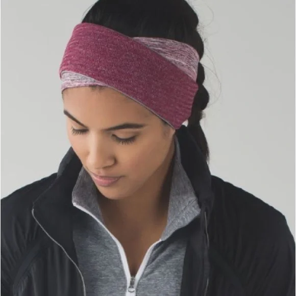 Lululemon Run and Done Ear Warmer Headband Ponytail Space Dye Berry W9M73S