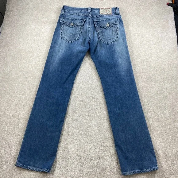True Religion Ricky Relaxed Straight Jeans Mens 31 (Fits 32) Horseshoe Stitch