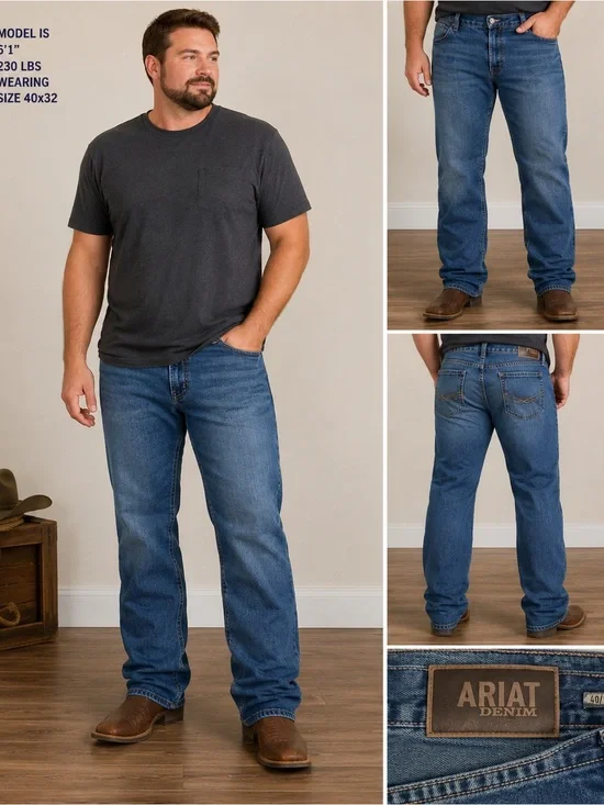 Ariat M4 Relaxed Boot Cut Jeans Men’s 40x32 Blue Western Denim Cowboy Pants