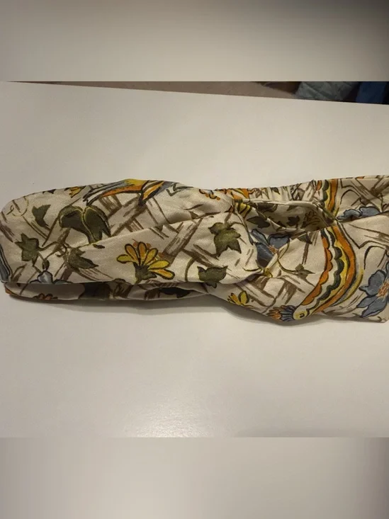 Tory Burch Floral Bird Print Silk Scarf in Cream, Yellow & Blue