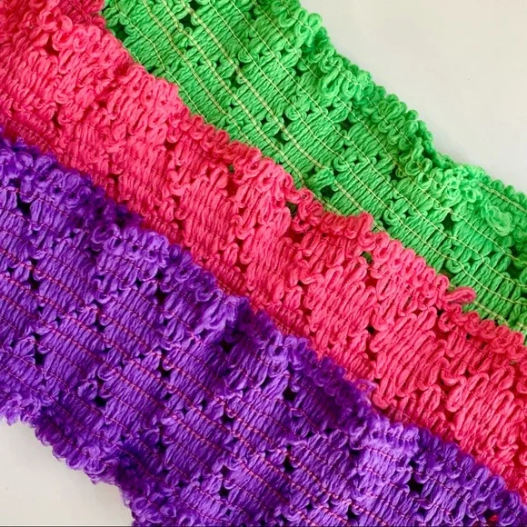 Colorful stretchy headbands Y2K 3 pack purple pink green Festival Yoga Artsy 90s
