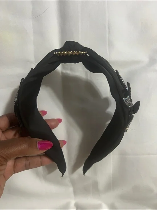 Embellished Black Twisted Headband