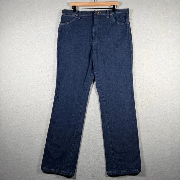 Wrangler 937STR Cowboy Cut Slim Fit Jeans Mens 38x32 Dark Wash‎ Straight Indigo