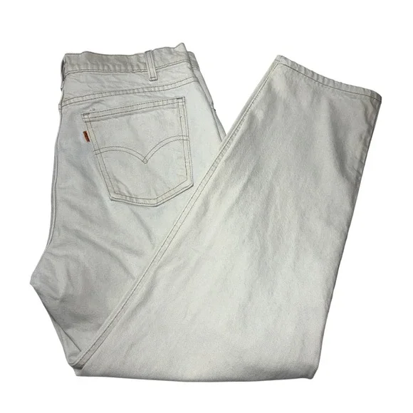 Levi's 550 Relaxed Fit Tapered Leg Mens 35x30 Beige Orange Tab Made in‎ USA 80s