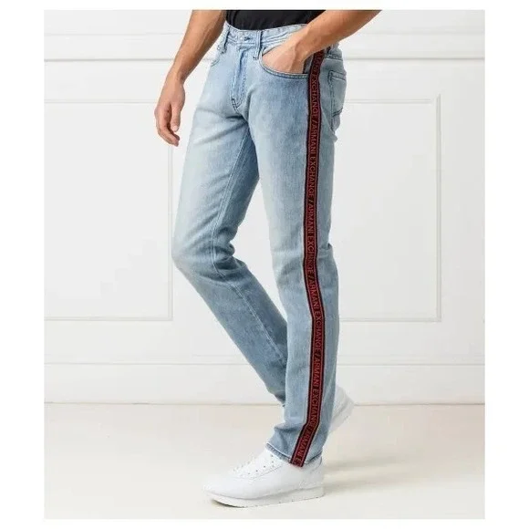 A/X J13 Slim Jeans light wash with Armani Exchange on the sides men's size 31