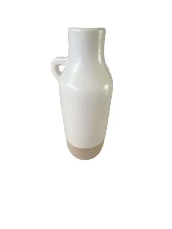 Sagebrook Home Accent White and Tan Neutral Vase, Artisanal Design, Elegant Deco