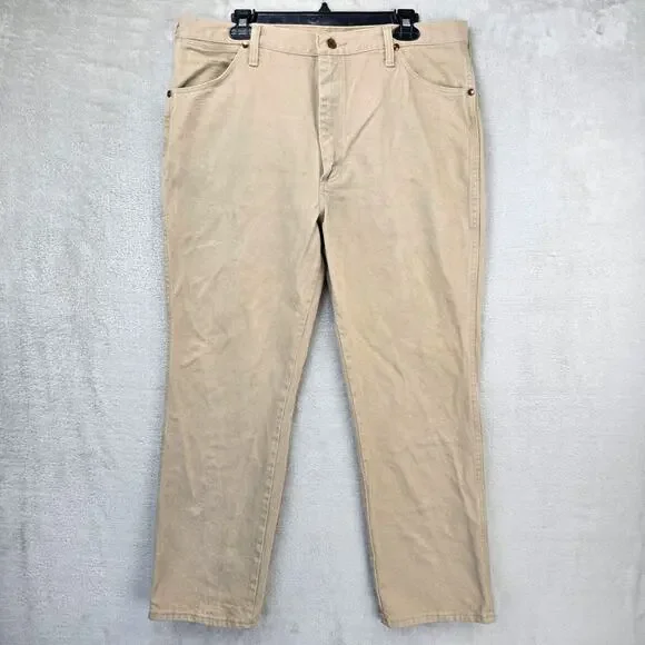 Vintage Wrangler 936TAN Jeans 38x30 (Fits 36x29) Beige Western USA Made *FLAWS *