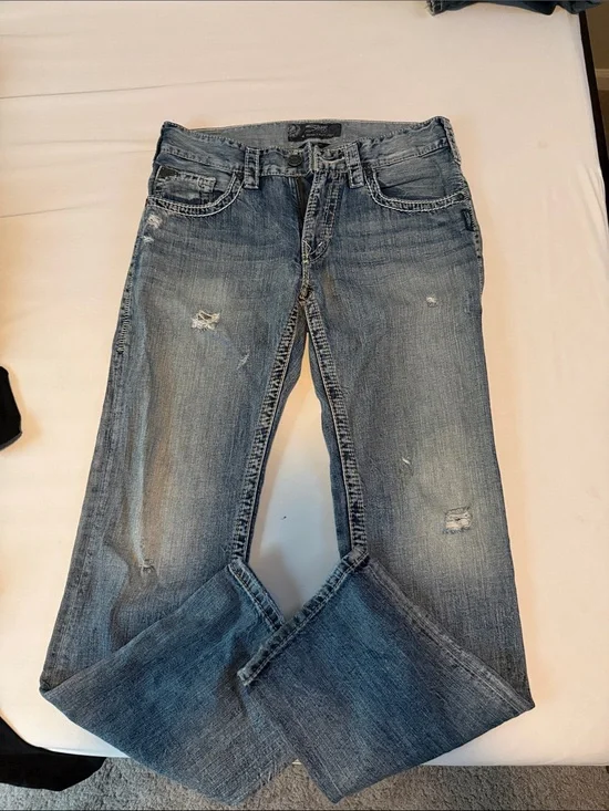 Silver Jeans faded blue straight-leg denim