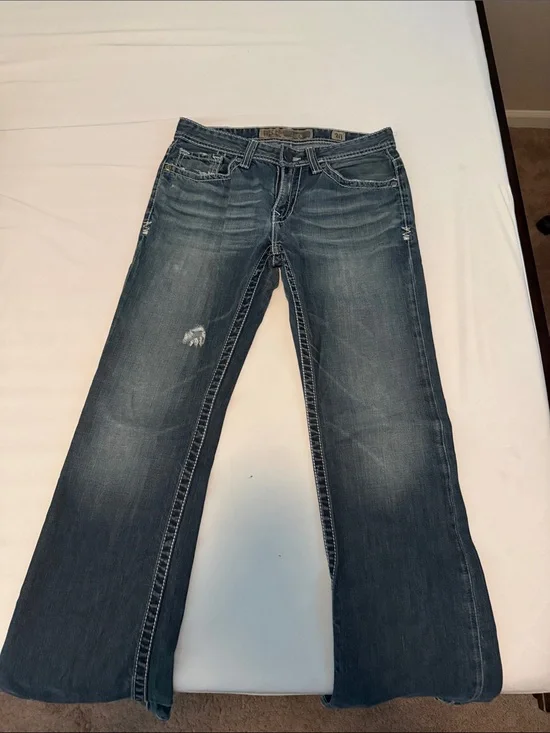 BKE Men's Blue Bootcut Jeans with Subtle Distressing Aiden bke size 30