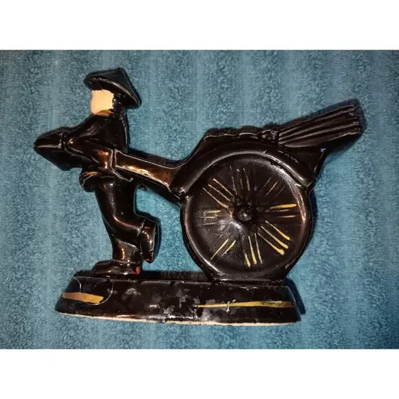 VINTAGE ASIAN MAN PULLING RICKSHAW CART PLANTER - VASE - TOOTHPICK HOLDER ~VGUC