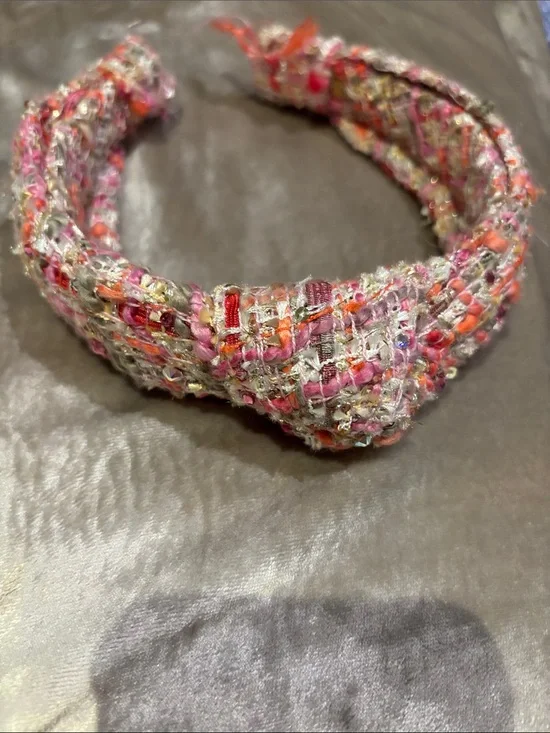 Lele Sadoughi Pink & Orange Tweed Knotted Headband