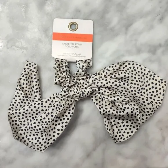 NWT GSQ By Glamsquad Knotted Dotted Satin Scarf Squishie