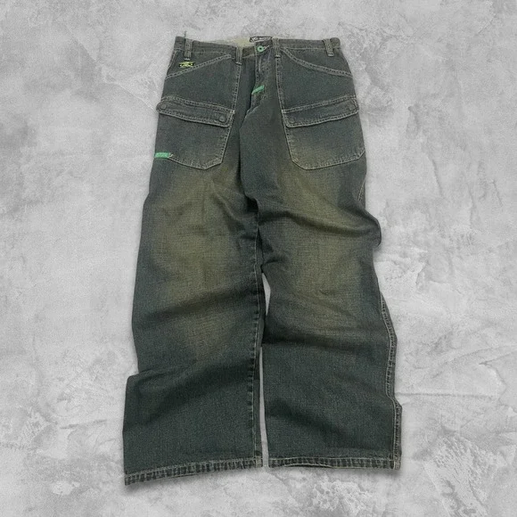 Vintage LRG Cargo Baggy Wide Leg Y2K Jeans Mens 38x33 Blue Streetwear Skate