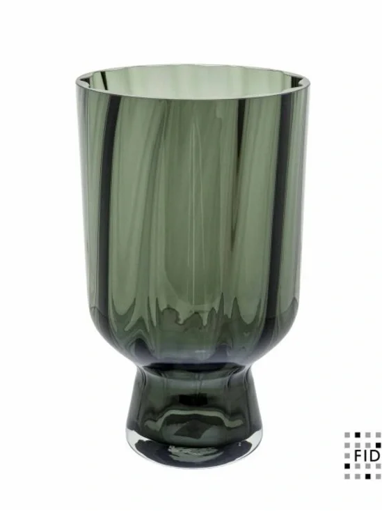 Smoked Green Glass Pedestal Vase - Home Accents