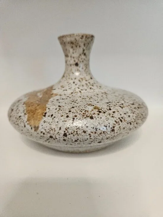 Ceramic Stoneware Vase Mid-Century Modern Studio Pottery Speckled Glaze