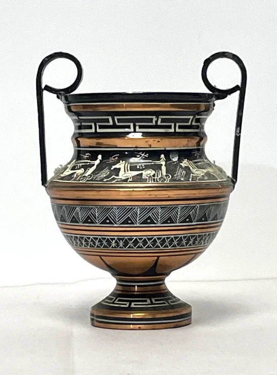 Greek Amphora Vase Hand Made in Greece Copper Black Urn 6