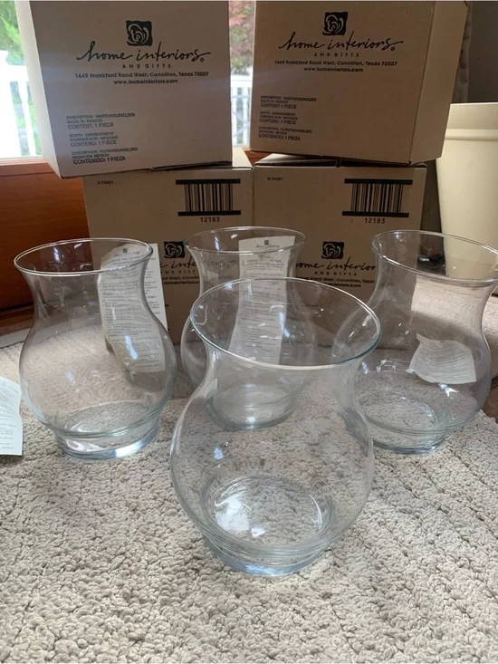 Home Interiors Clear Glass Decorative Vases - Set of 4