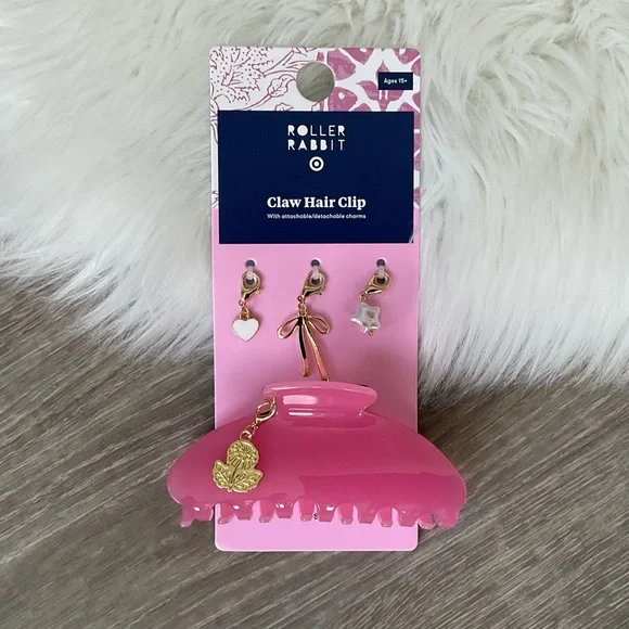 💗💞 Roller Rabbit x Target Light Pink Hair Clip with Gold Charms