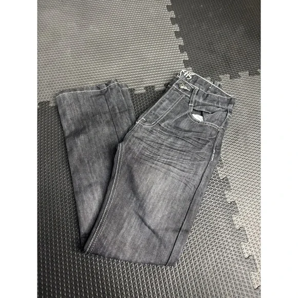 CSH5 Men's Gray Dark Wash Straight Leg Jeans Size 32x30 Embellished Pockets