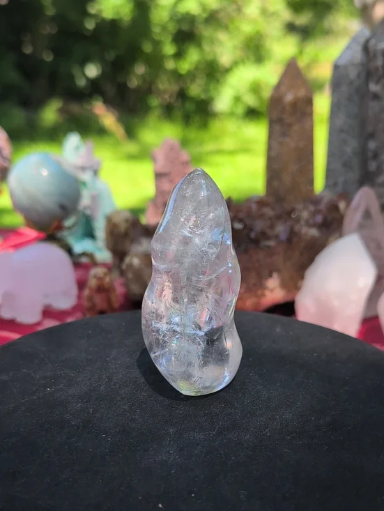 Clear Quartz Flame Tower Crystal Sculpture - Clear (String Bean)