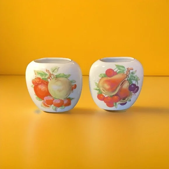 Oblong Brinn Japan Vases With Fruit Motif 4.5