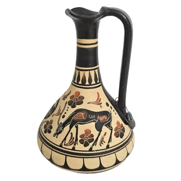 Vintage Ancient Greek Pitcher Vase Pottery  “Copy Corinthian Period