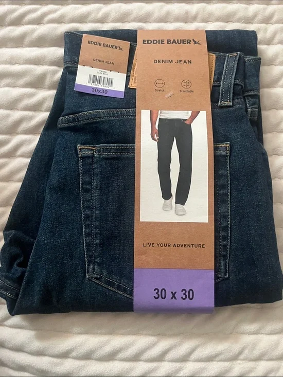 Eddie Bauer Men’s Slim Straight Jeans — Indigo Blue