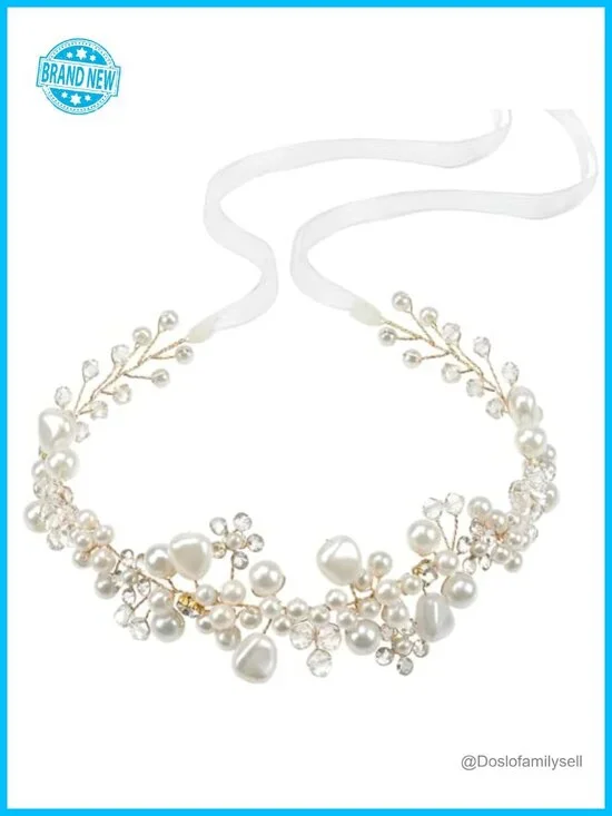 Irregular Pearl Flower Girl Headpiece Wedding Hair Accessory Handmade Rhinestone