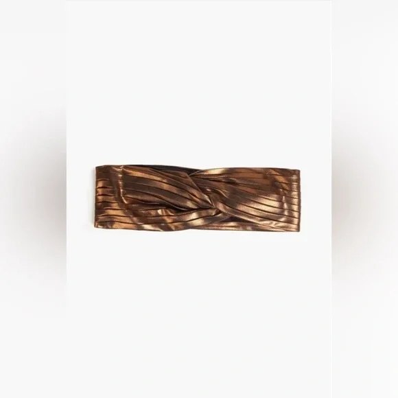 Eugenia Kim Azra Twisted Metallic Twill Bronze Turban Headband