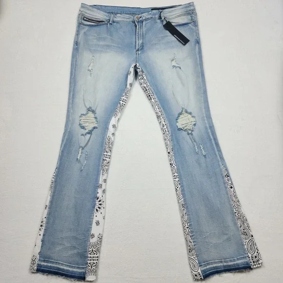 Rockstar Original Jeans Mens Size 44 Blue Distressed Stretch Denim Pants NWT