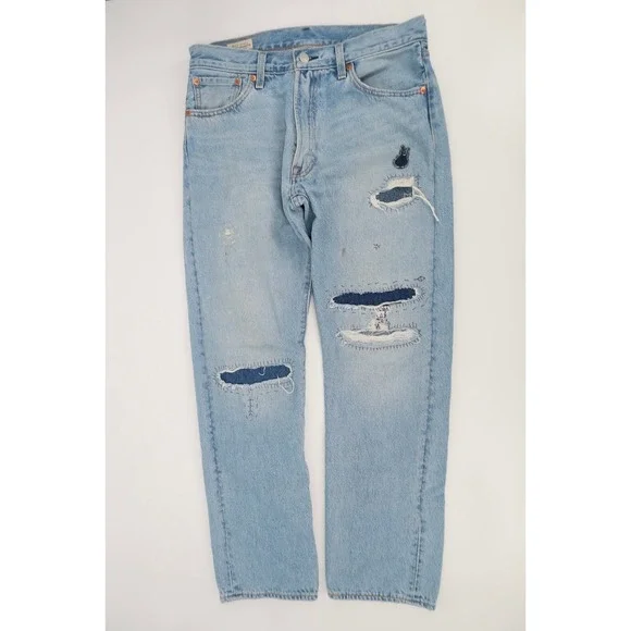 LEVI'S Premium Big E Lot‎ 551 Z Distressed Straight Fit Denim Jeans Mens 30x30