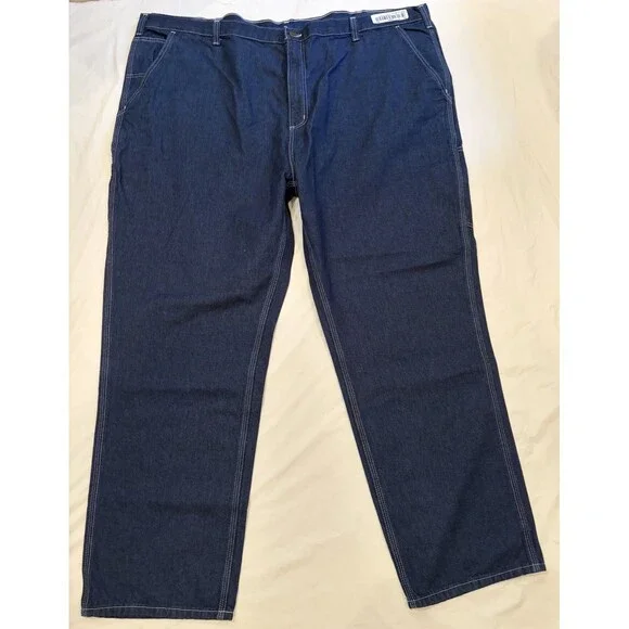 Carhartt Dungaree Fit Jeans Men's 50x32 Blue Dark Wash Work Wear, Comfort