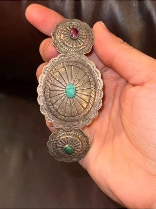 Vintage Made in France Southwestern Concho Hair Barrette Boho Western